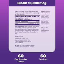 Cargar imagen en el visor de la galería, Biotina 10,000 mcg Natrol 60 tabletas | Cabello, piel y uñas saludables