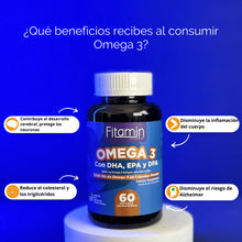 Cargar imagen en el visor de la galería, Omega 3 2000mg con DHA, EPA y DPA – 60 cápsulas blandas | Fitamin