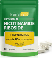 Cargar imagen en el visor de la galería, Suplemento NAD Liposomal 900 mg – Ribósido de Nicotinamida + Resveratrol + Quercetina | 80 Cápsulas
