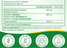 Cargar imagen en el visor de la galería, Suplemento NAD Liposomal 900 mg – Ribósido de Nicotinamida + Resveratrol + Quercetina | 80 Cápsulas
