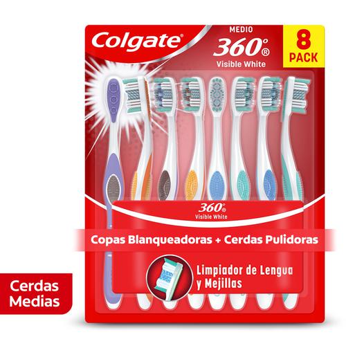 Cepillo Dental Colgate 360° Visible White 8 Pack