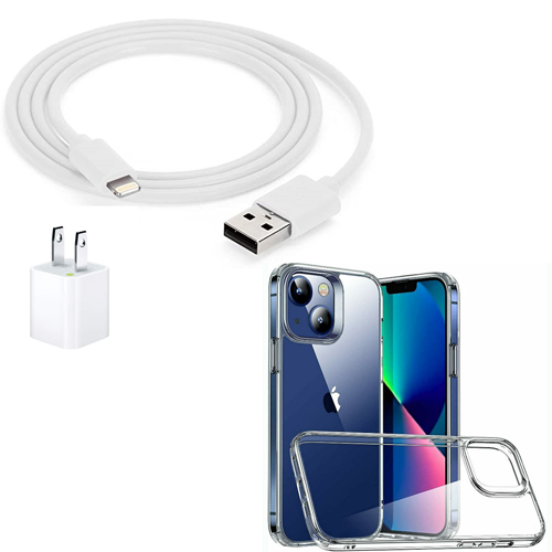 Cable USB a Lightning - 1 metro - APPLE (original) + adaptador 5W |cover transparente cualquier iphone